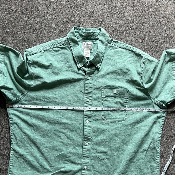 LL Bean Green Short Sleeve Button Down Shirt Mens XL Traditional Fit Casual Top - Picture 12 of 12